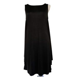 AnM Black Women's Slinky Silky Droop Tie Draped Back Sheer Dress Size Small